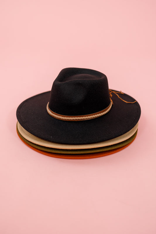 Braided Trim Brim Hat, VARIOUS