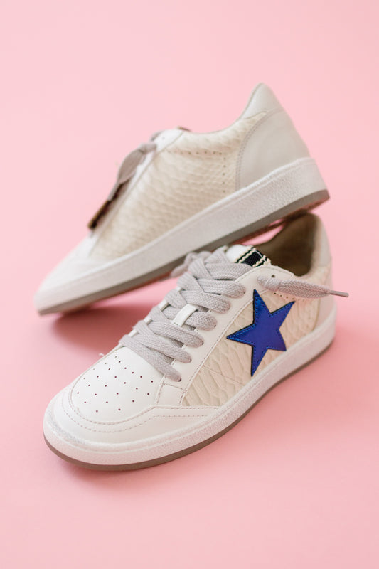 Paz Metallic Blue Star Sneakers