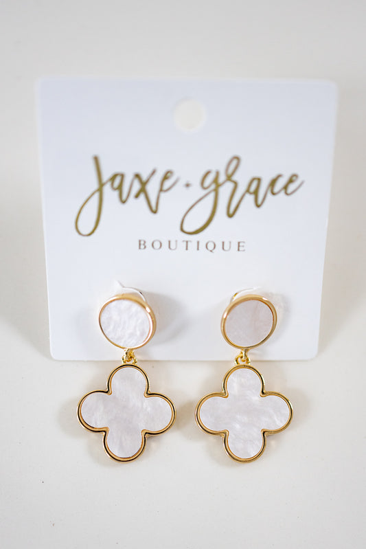 Round Marble Clover Earrings