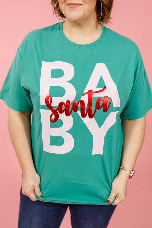 "Santa Baby" Metallic Puff Graphic Tee, S-3XL