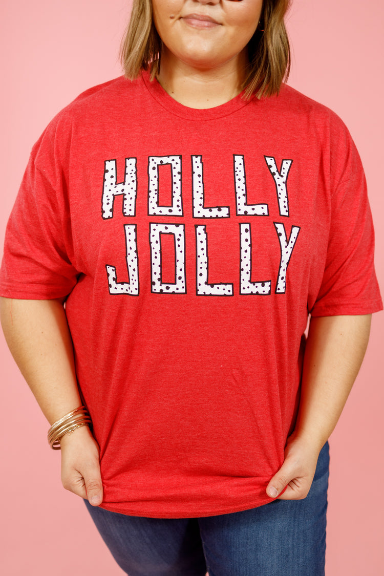 Red "Holly Jolly" Graphic Tee, S-3XL