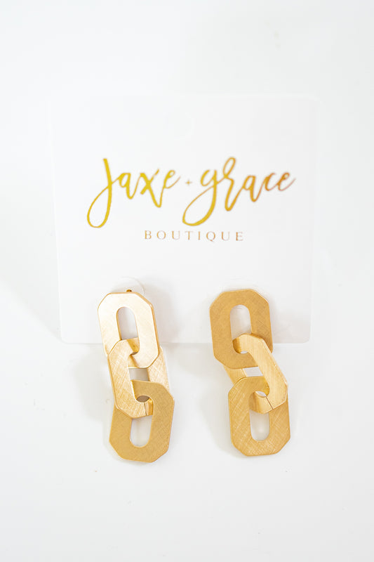 Brushed Gold Chunky Link Earrings