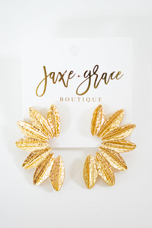 Textured Gold Wing Earring