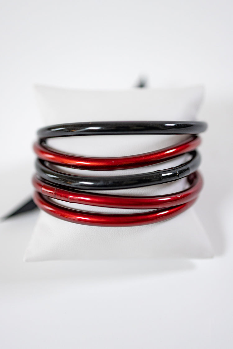 5 Row Black & Red Jelly Bangles