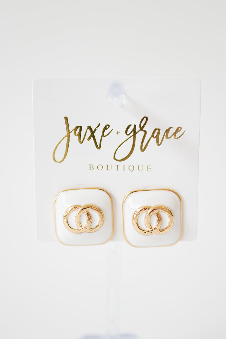 Double Circle Epoxy Square Earrings