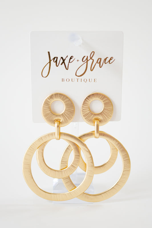 Textured Double Circle Drop Earrings