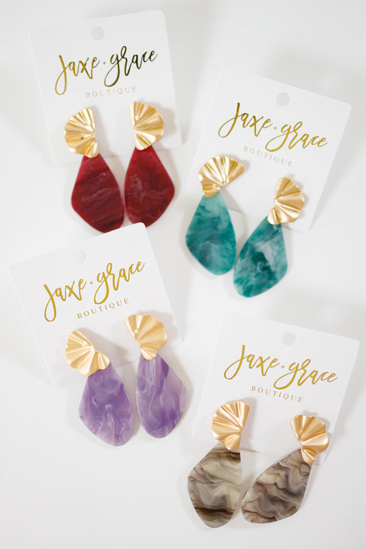 Organic Shaped Acetate Earrings, VARIOUS