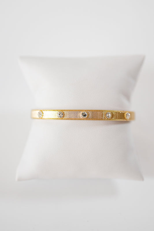 Gold CZ & Texture Metal Bracelet