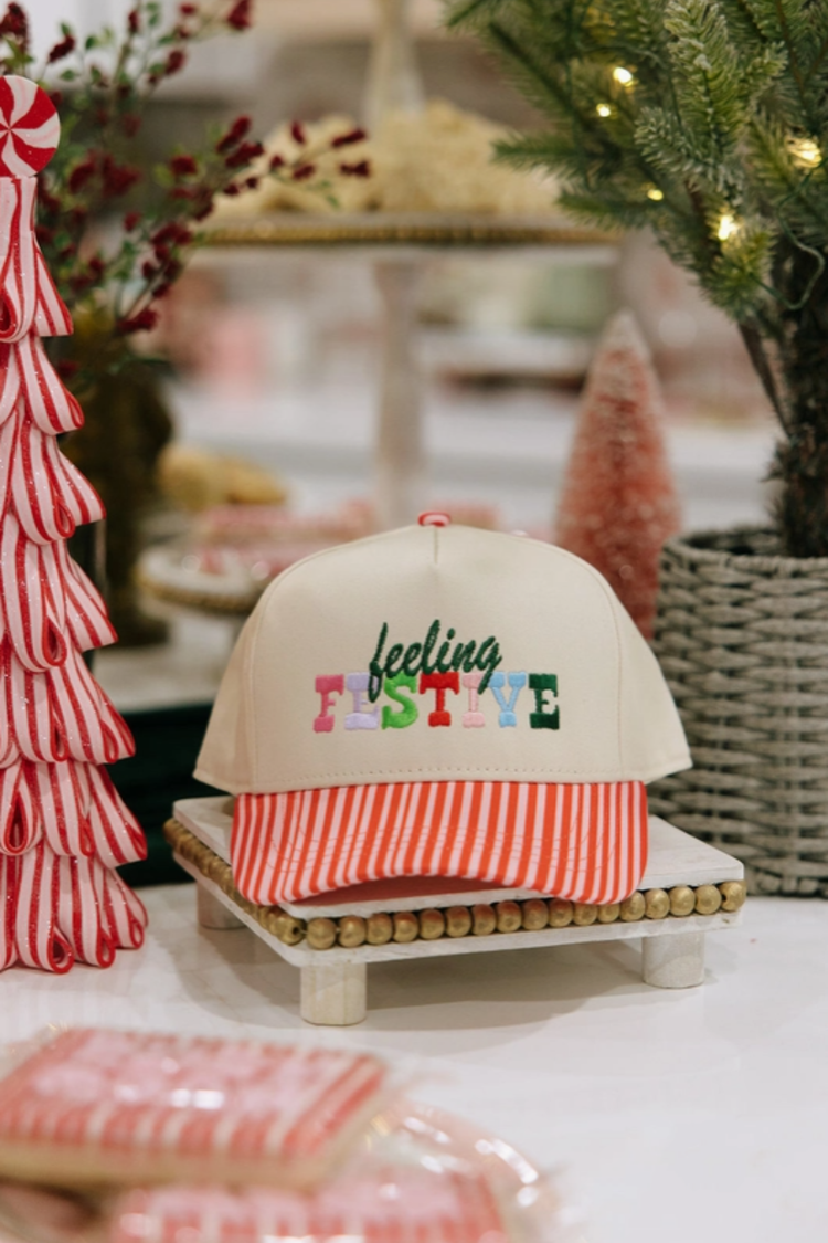 Feeling Festive Pink Striped Hat