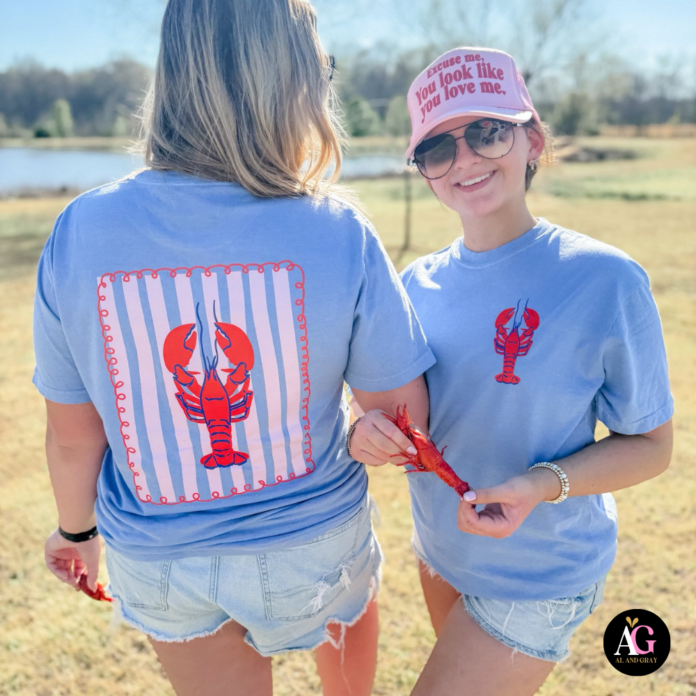Crawfish Cutie Graphic Tee Al + Gray Graphic Tees