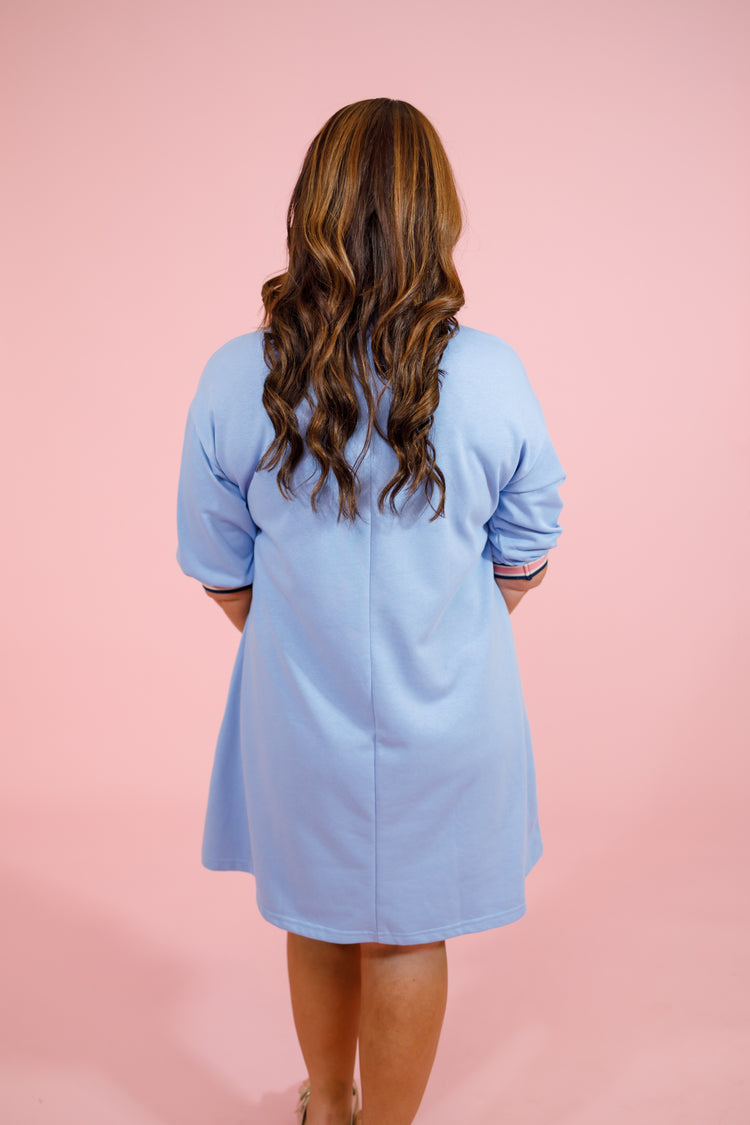 Blue with Pink Trim Dress