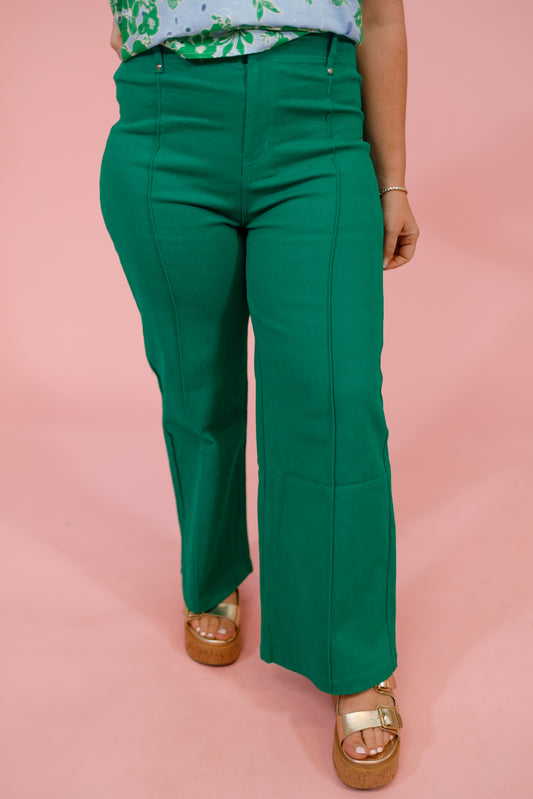 Entro Green Front Seam Pants