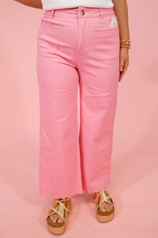 Entro Pink Scallop Detail Pants