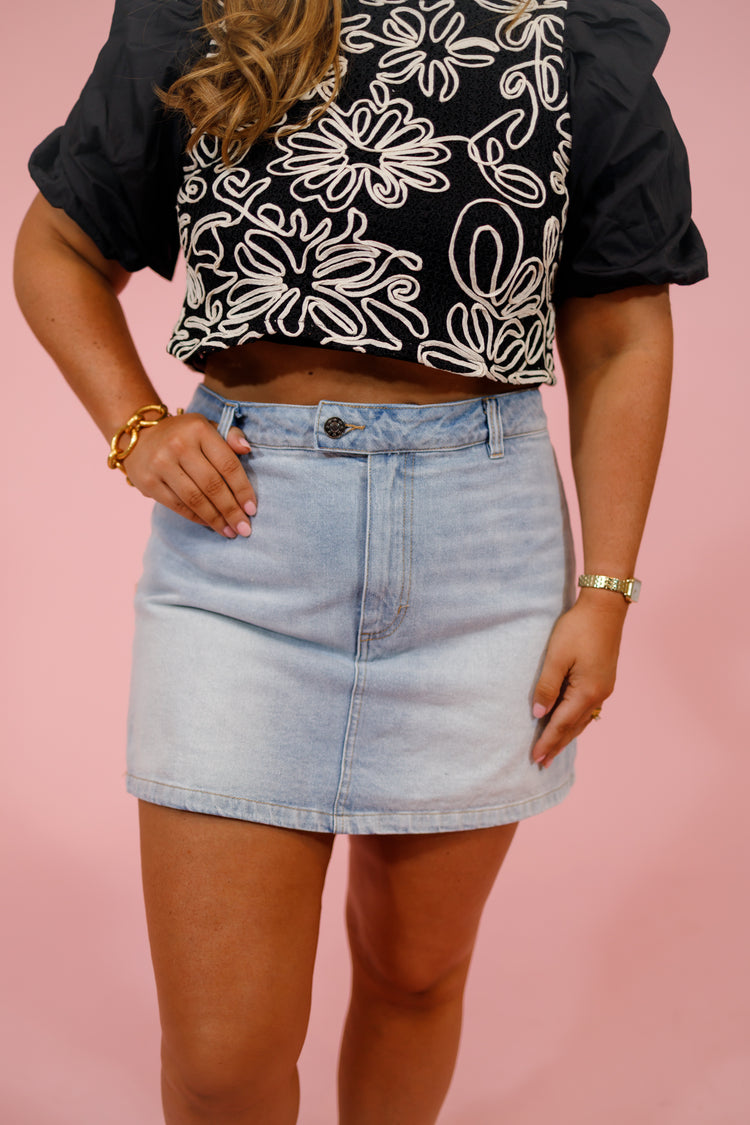 Light Denim Wash Skort