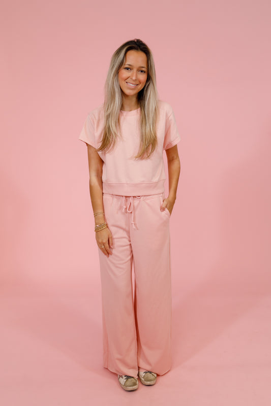 Light Pink Wide Leg Pants Set Jaxe + Grace Boutique