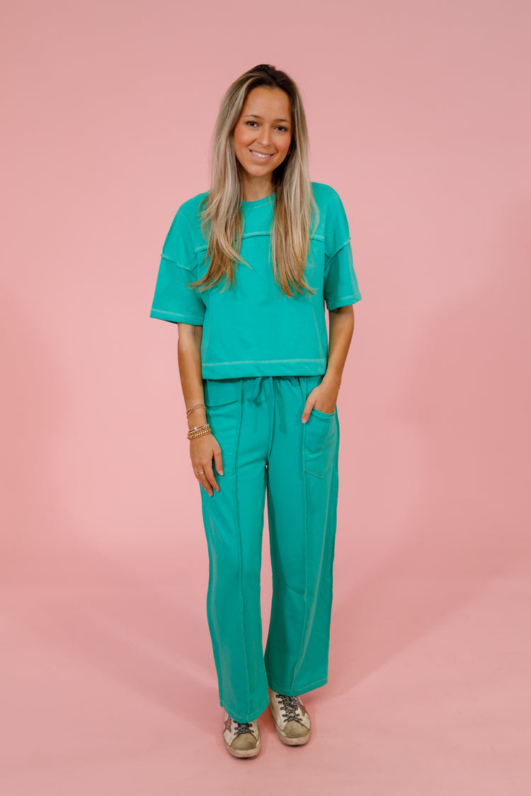 Green Terry Pants Set