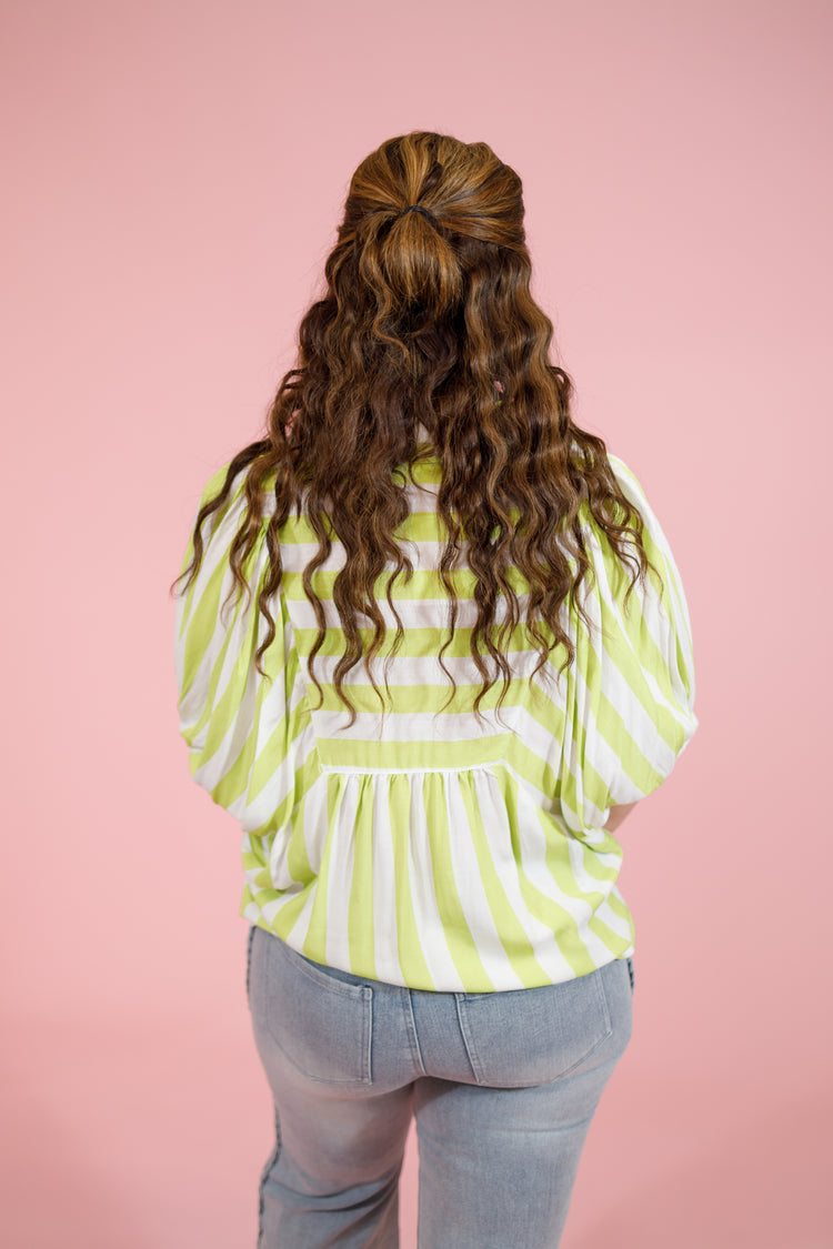 Lime Vertical Stripe Top, S-2XL