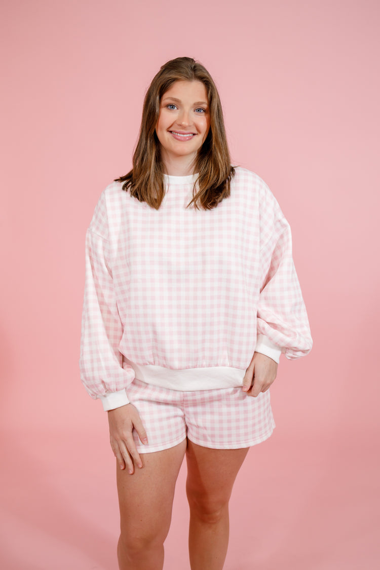 Pink Gingham Lounge Set