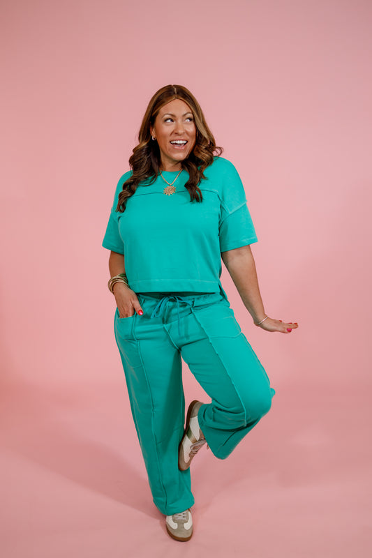 Green Terry Pants Set