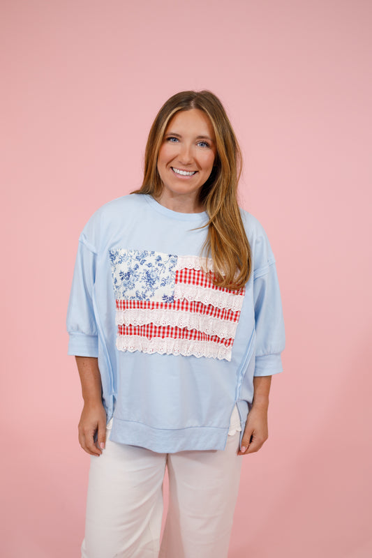 Terry Flag Patchwork Top