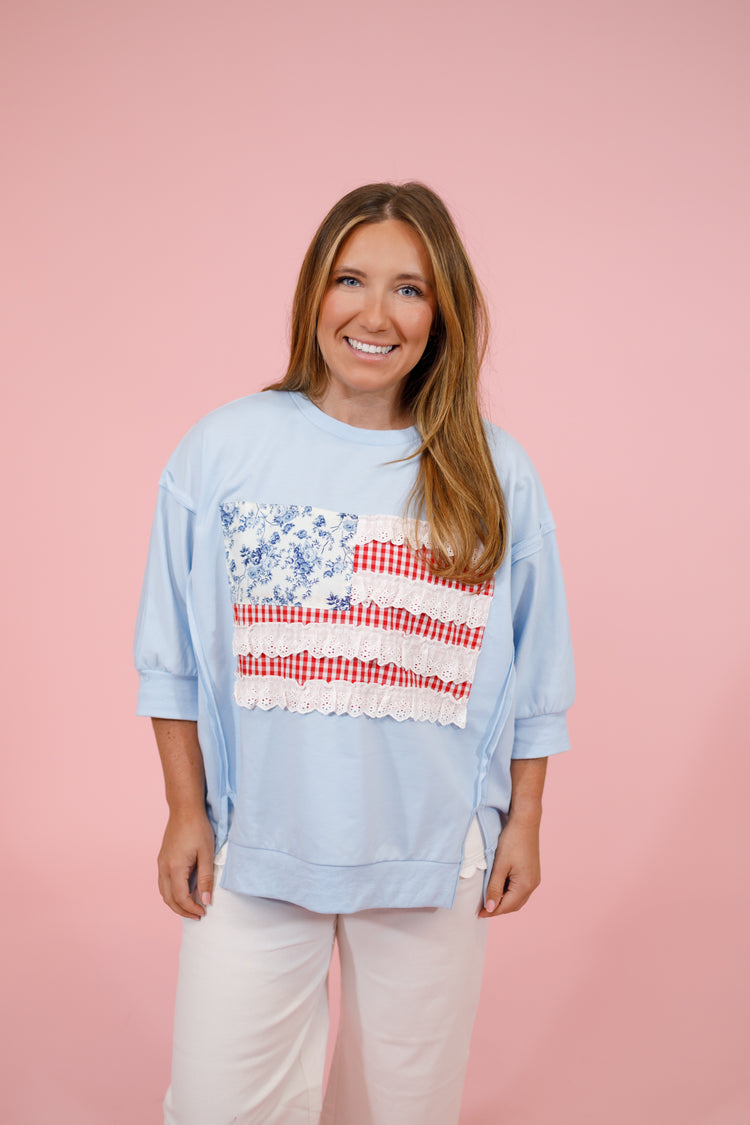 Terry Flag Patchwork Top