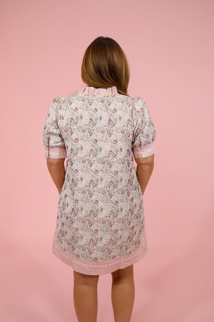 Pink Multi Floral Jacquard Dress