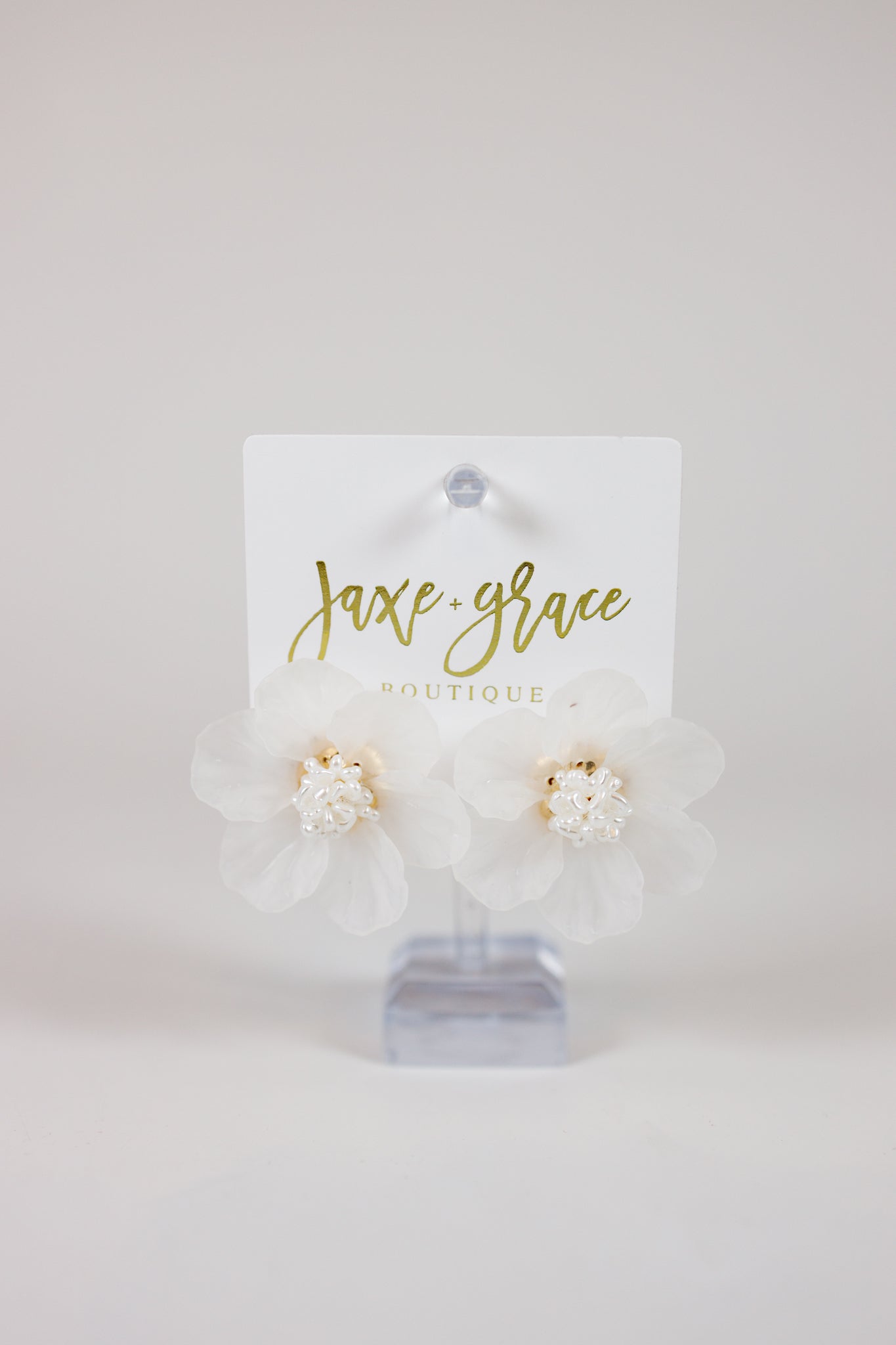 Acrylic Flower & Pearl Earrings Jaxe + Grace Boutique