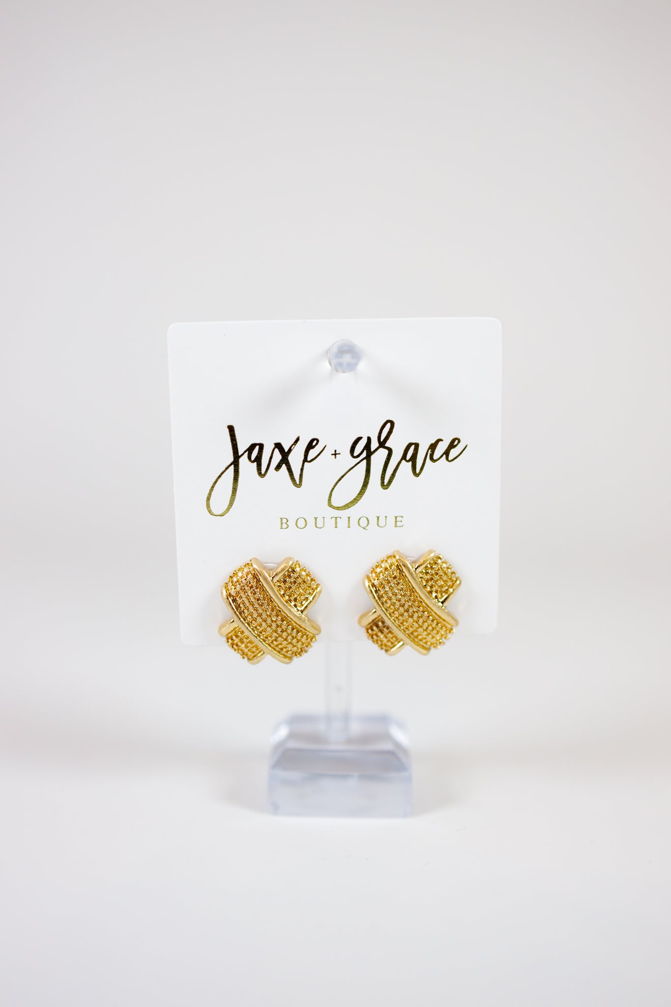 Caroline Hill - Bernadette Gold Textured Stud Earrings Jaxe + Grace Boutique