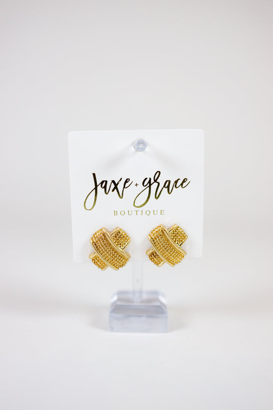 Caroline Hill - Bernadette Gold Textured Stud Earrings Jaxe + Grace Boutique