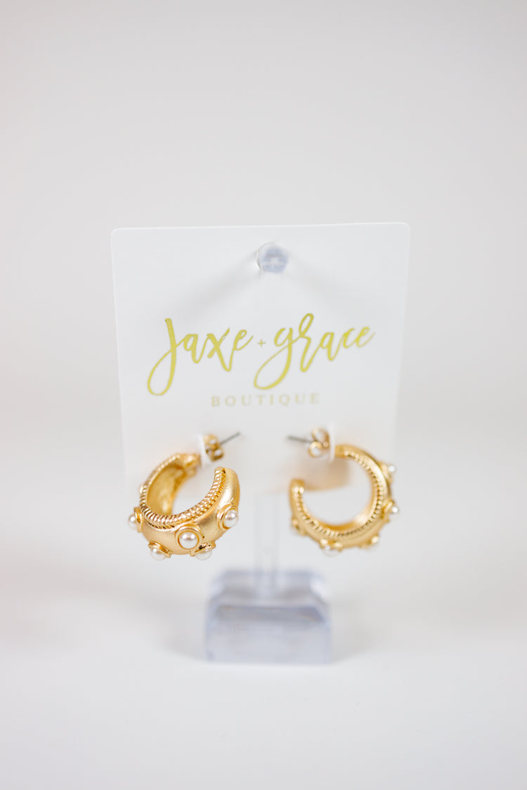 Caroline Hill - Bobbie Pearl Hoop Earrings Jaxe + Grace Boutique