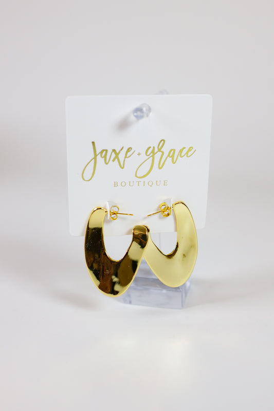Gold Polished Art Hoop Earrings Jaxe + Grace Boutique