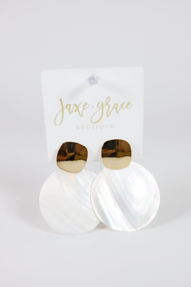Square & Shell Earrings Jaxe + Grace Boutique