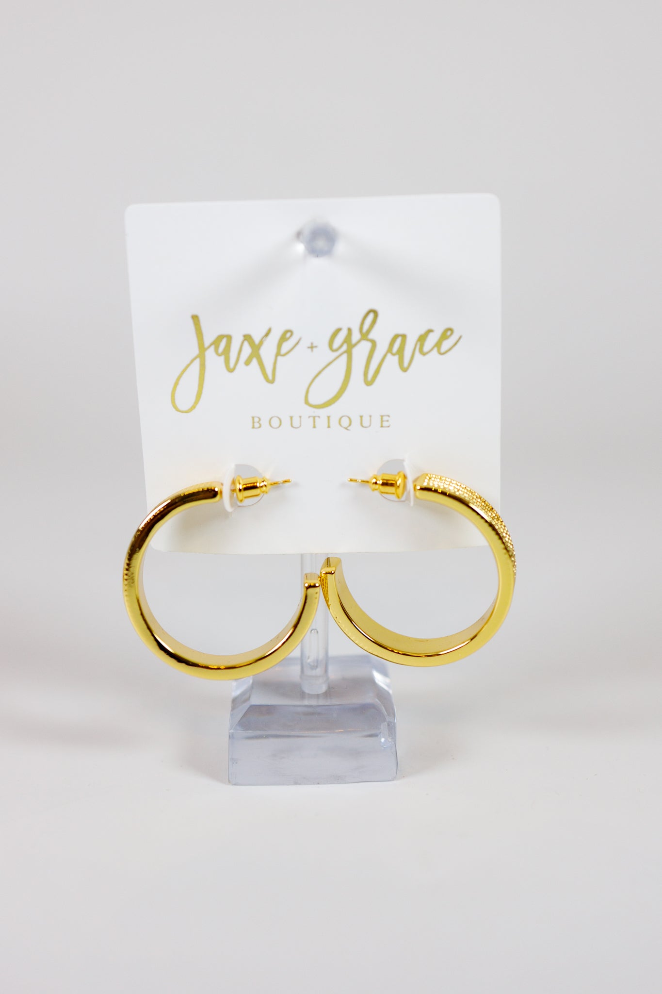 Gold Textured Hoops Jaxe + Grace Boutique
