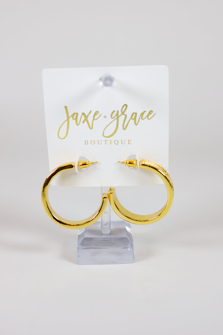 Gold Textured Hoops Jaxe + Grace Boutique