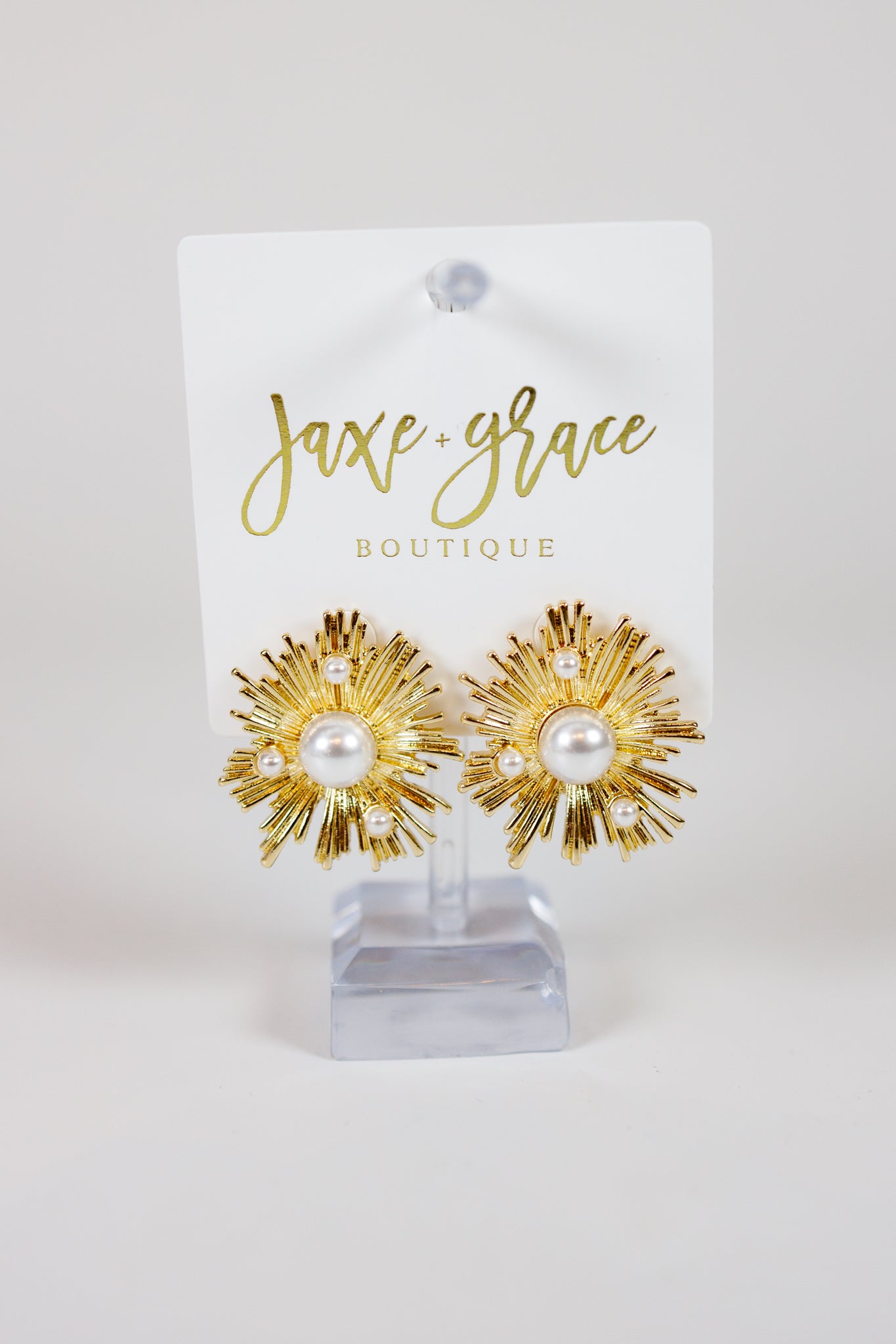 Caroline Hill - Alicia Pearl Sunburst Earrings Jaxe + Grace Boutique