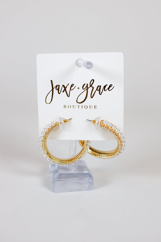 38mm Pave Pearl Hoops Jaxe + Grace Boutique