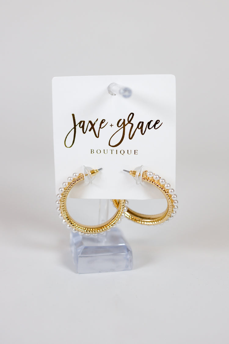 38mm Pave Pearl Hoops Jaxe + Grace Boutique