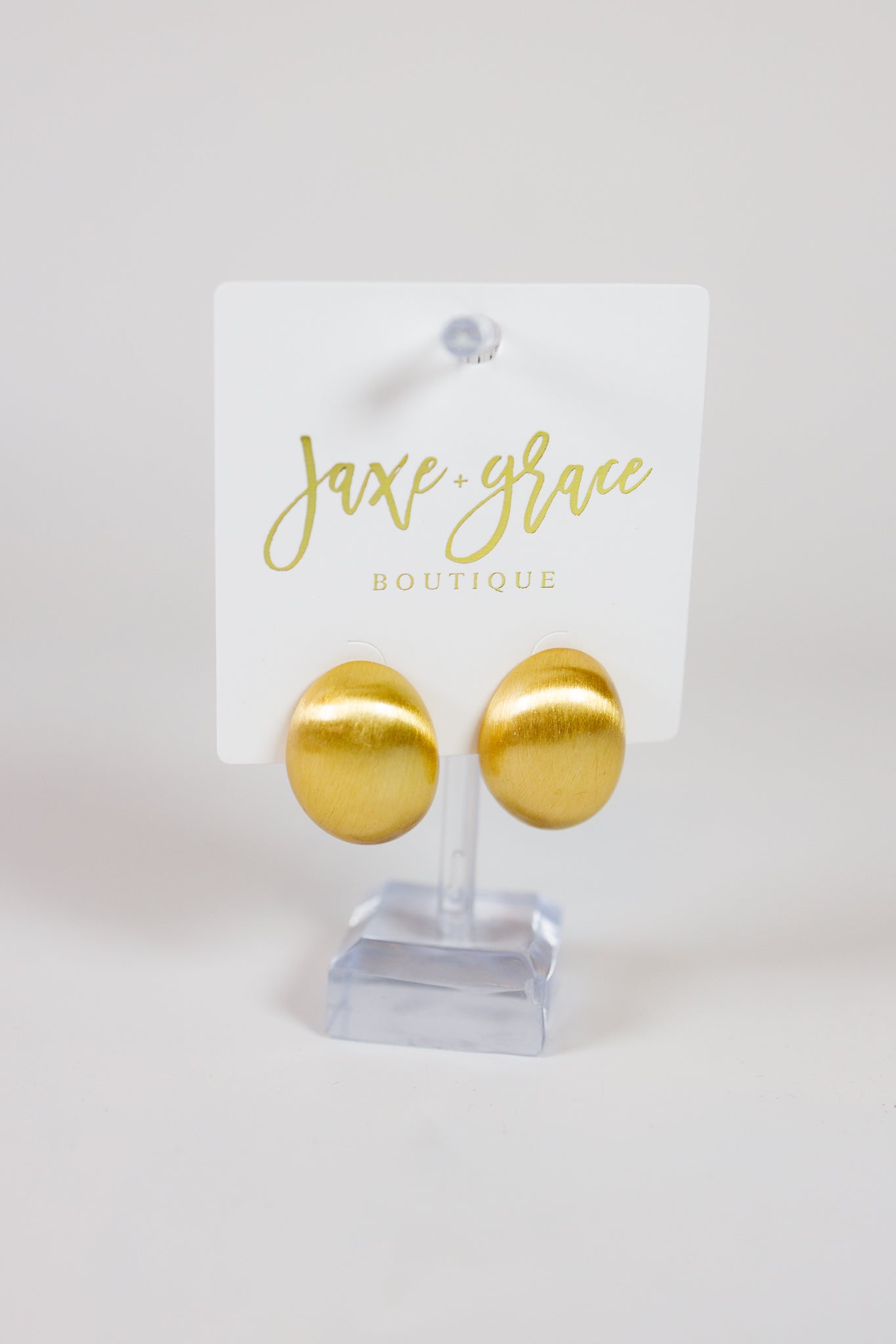 Brushed Metal Oval Dome Earrings Jaxe + Grace Boutique