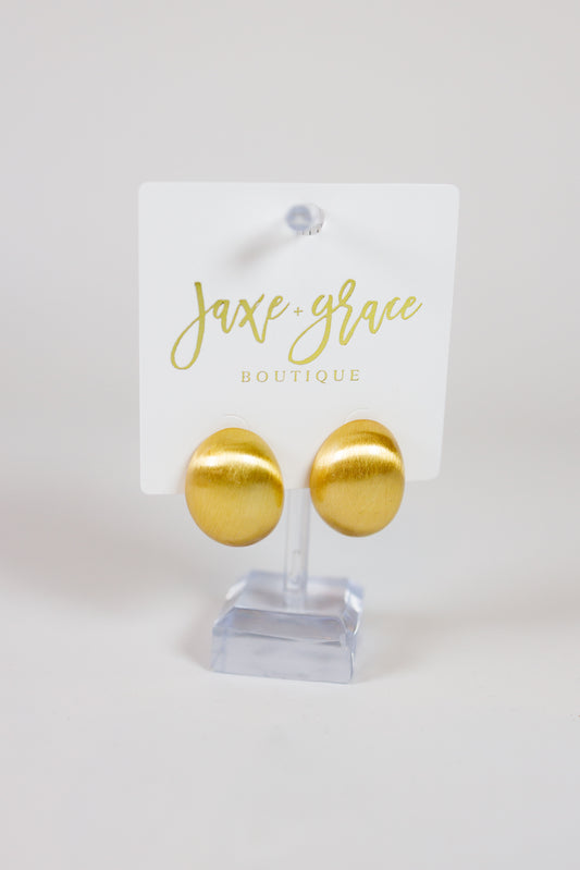 Brushed Metal Oval Dome Earrings Jaxe + Grace Boutique