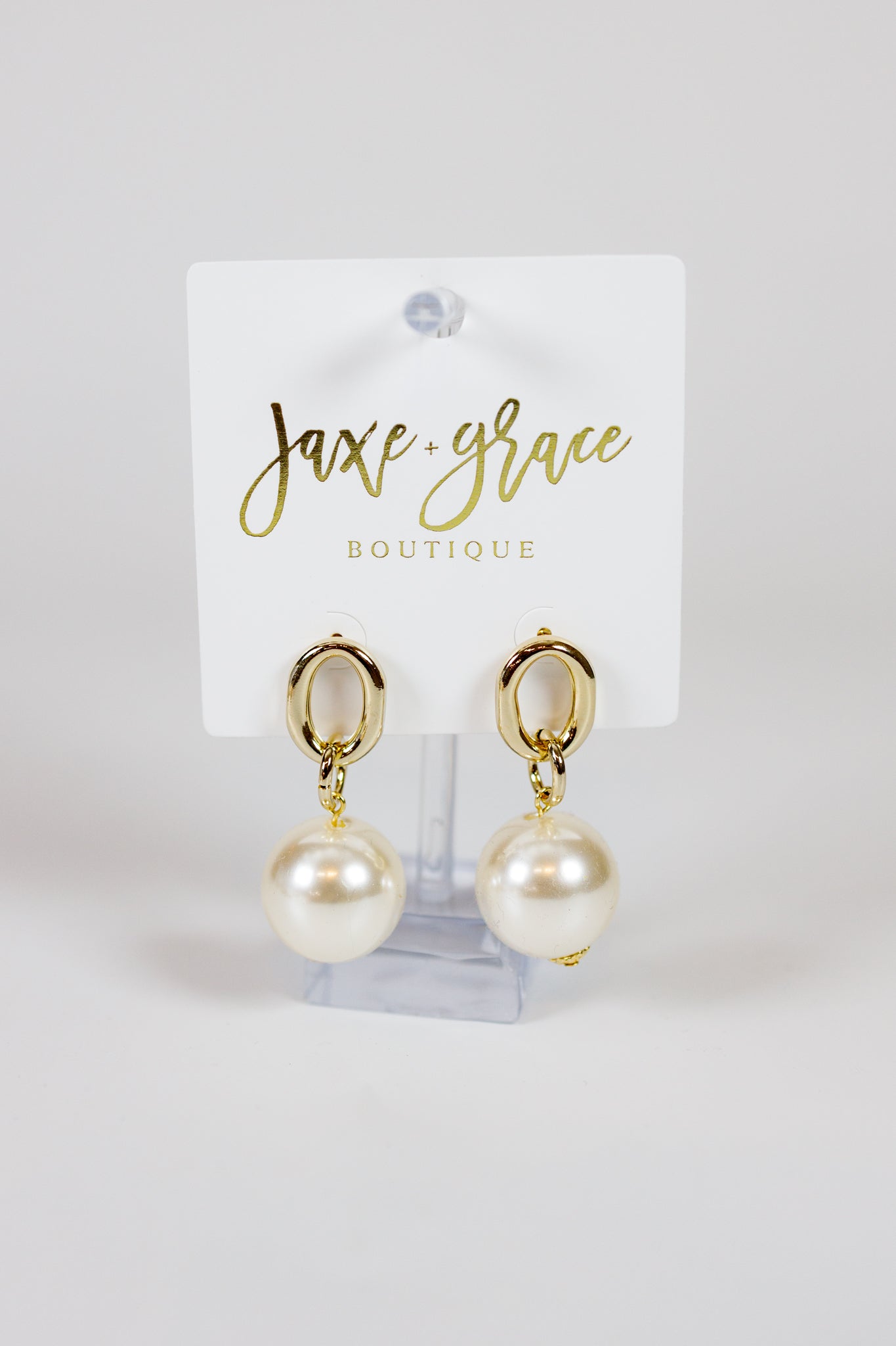 Oval & Pearl Dangle Earrings Jaxe + Grace Boutique
