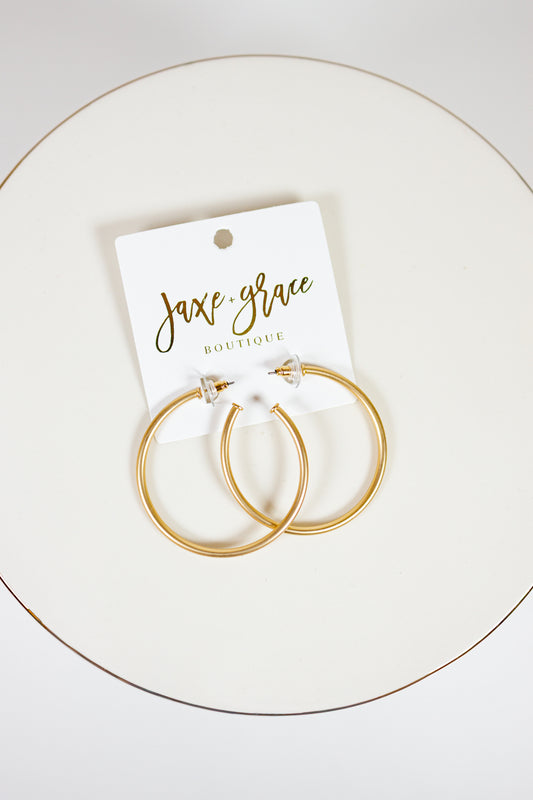 2inch Matte Gold Hoops Jaxe + Grace Boutique