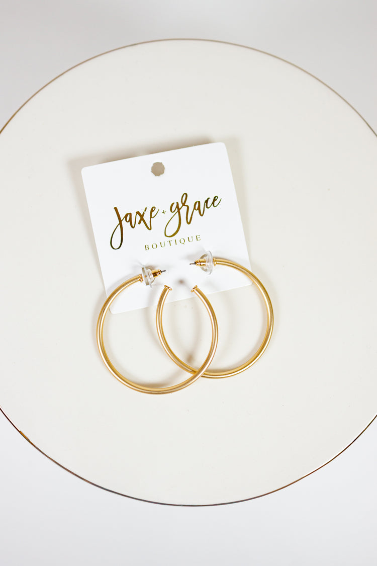 2inch Matte Gold Hoops Jaxe + Grace Boutique