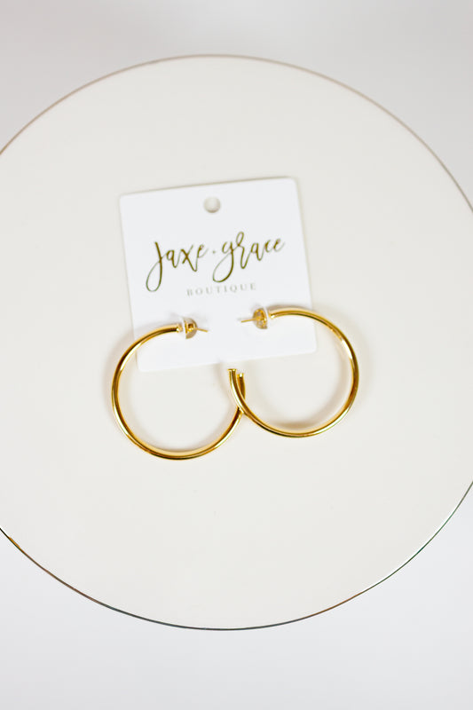 45mm Gold Dipped Metal Hoops Jaxe + Grace Boutique