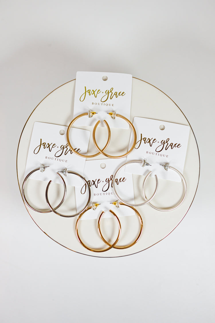 50mm THIN Open Hoops, VARIOUS Jaxe + Grace Boutique