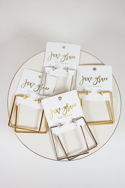Brass Square Hoops, VARIOUS Jaxe + Grace Boutique