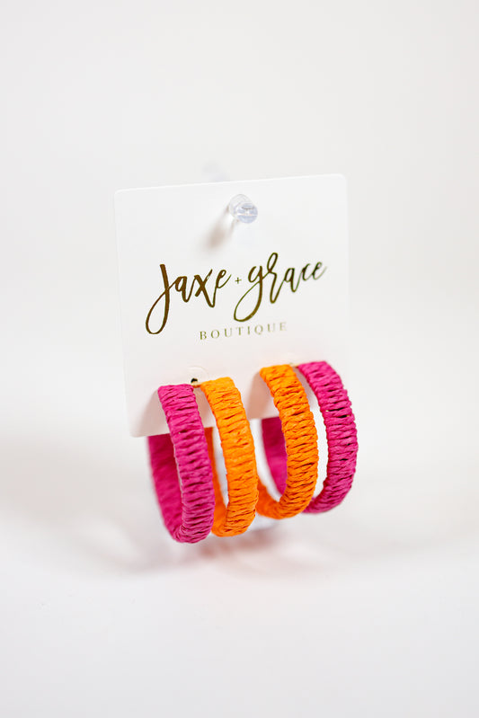 Layered Raffia Hoops, VARIOUS Jaxe + Grace Boutique