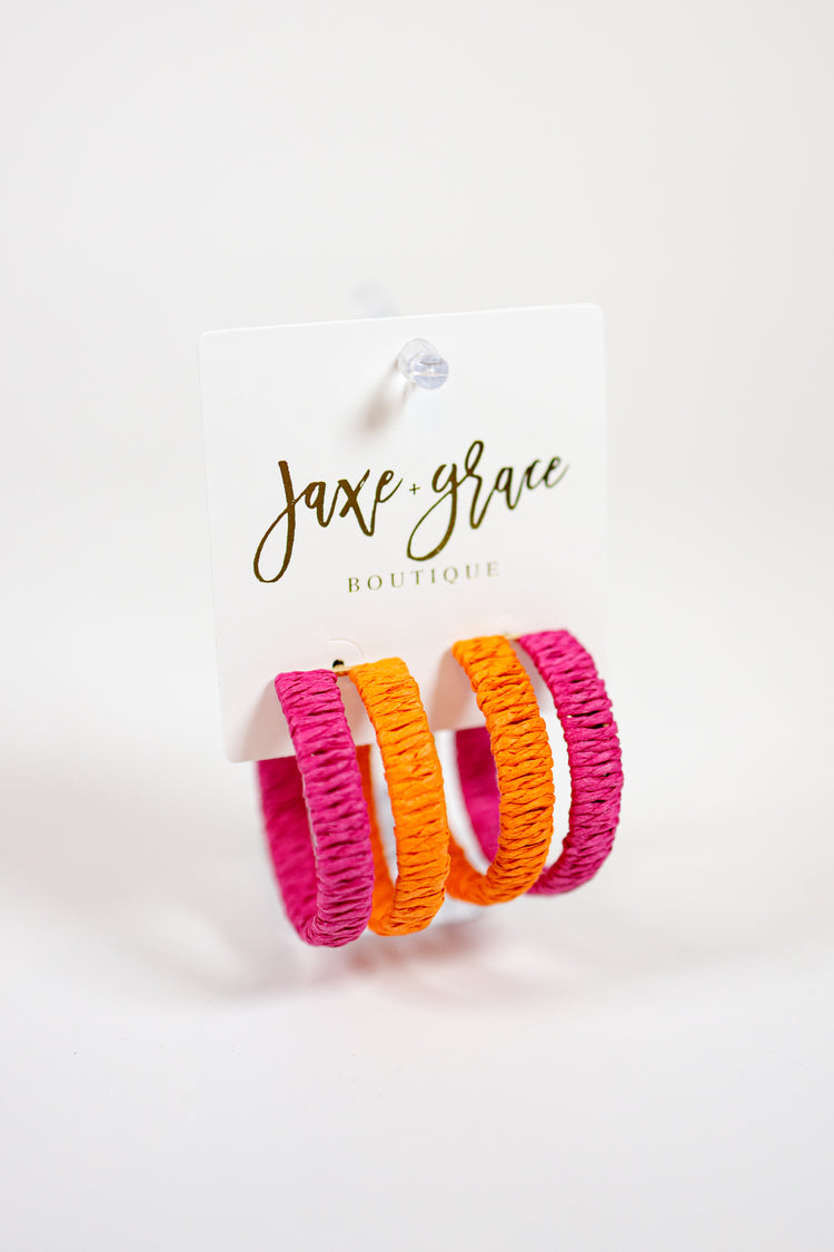 Layered Raffia Hoops, VARIOUS Jaxe + Grace Boutique