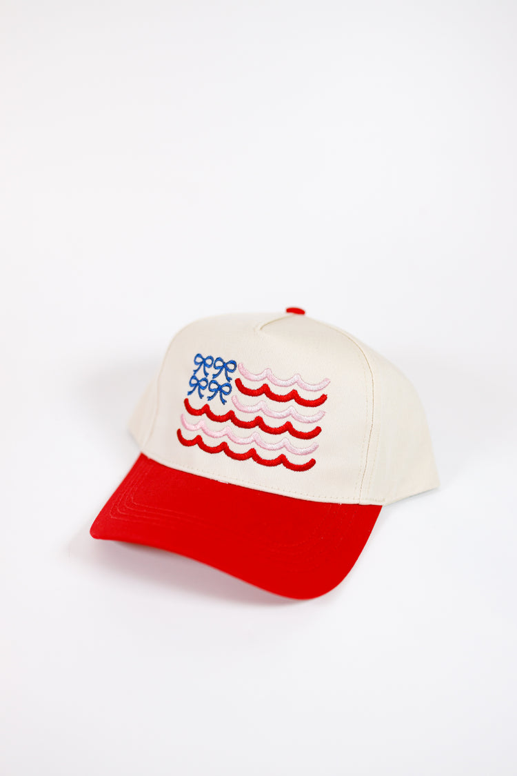 Wave Bow Flag Embroidered Hat