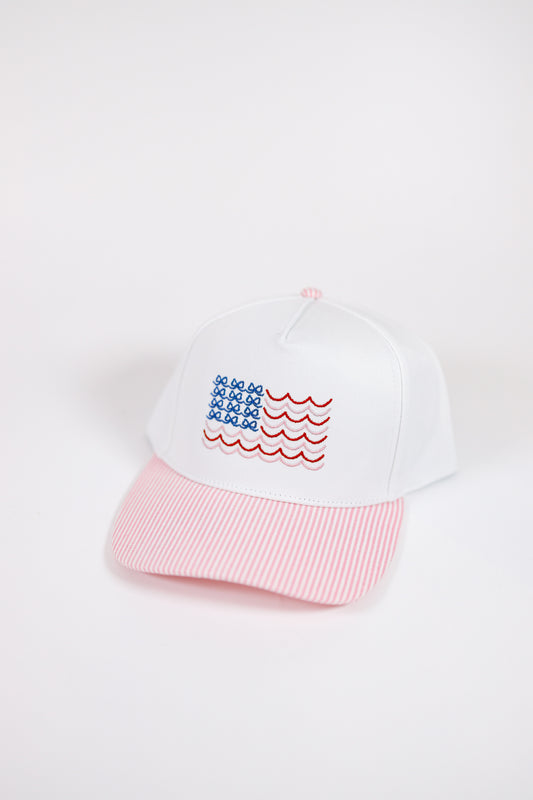 Wave Bow Flag Embroidered Hat