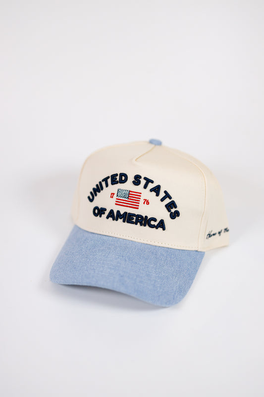United States of America - Denim Blue Vintage Trucker Hat